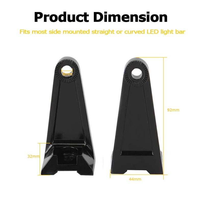 MOTLTECH Light Bar Side Brackets Universal Side Mounting Brackets Kit for Jeep Offroad Truck Mounting Double Row LED Work Light Bar (Pair, Black) - Image 2